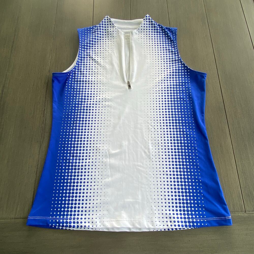 Tail Activewear Sleeveless Quarter‑Zip Golf Top • Blue/White Gradient • M